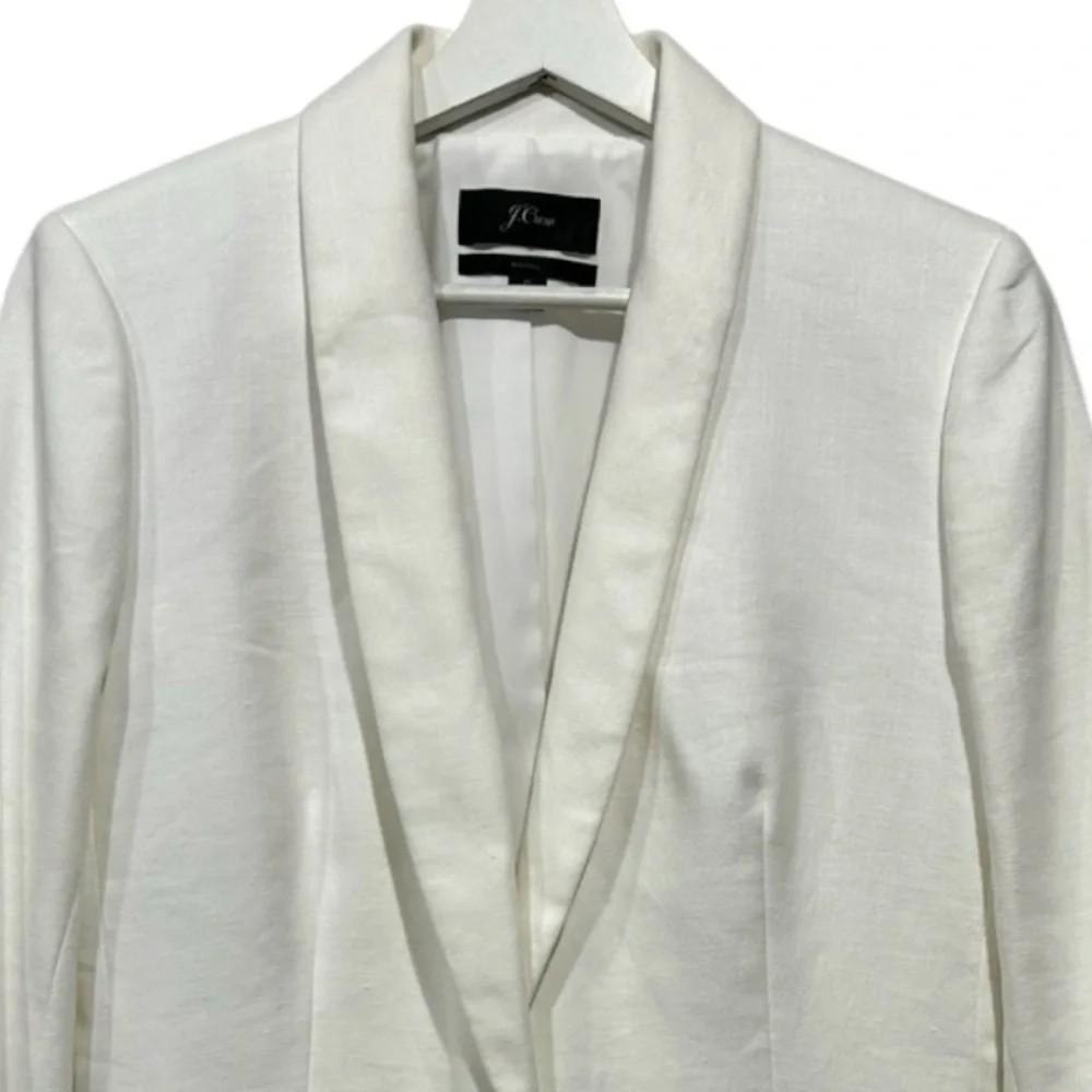 J. Crew Parke Blazer White Linen Classic Tailored Old Money Minimalist Fitted 6 - Picture 3 of 12